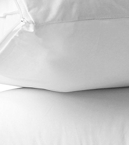 White Sateen Cotton Pillow Protectors Zippered 4 Pack Cases