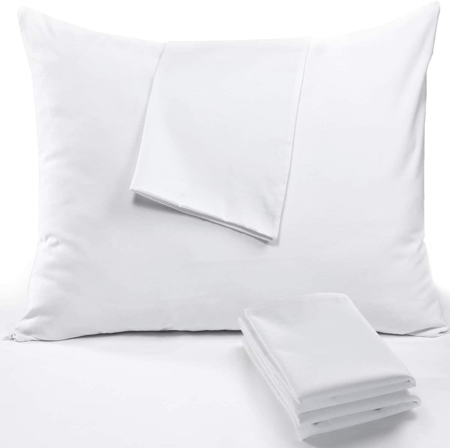 4pack of soft and silky cotton sateen zippered pillow covers to keep your pillow clean and protect from dust-mites and unwanted stains