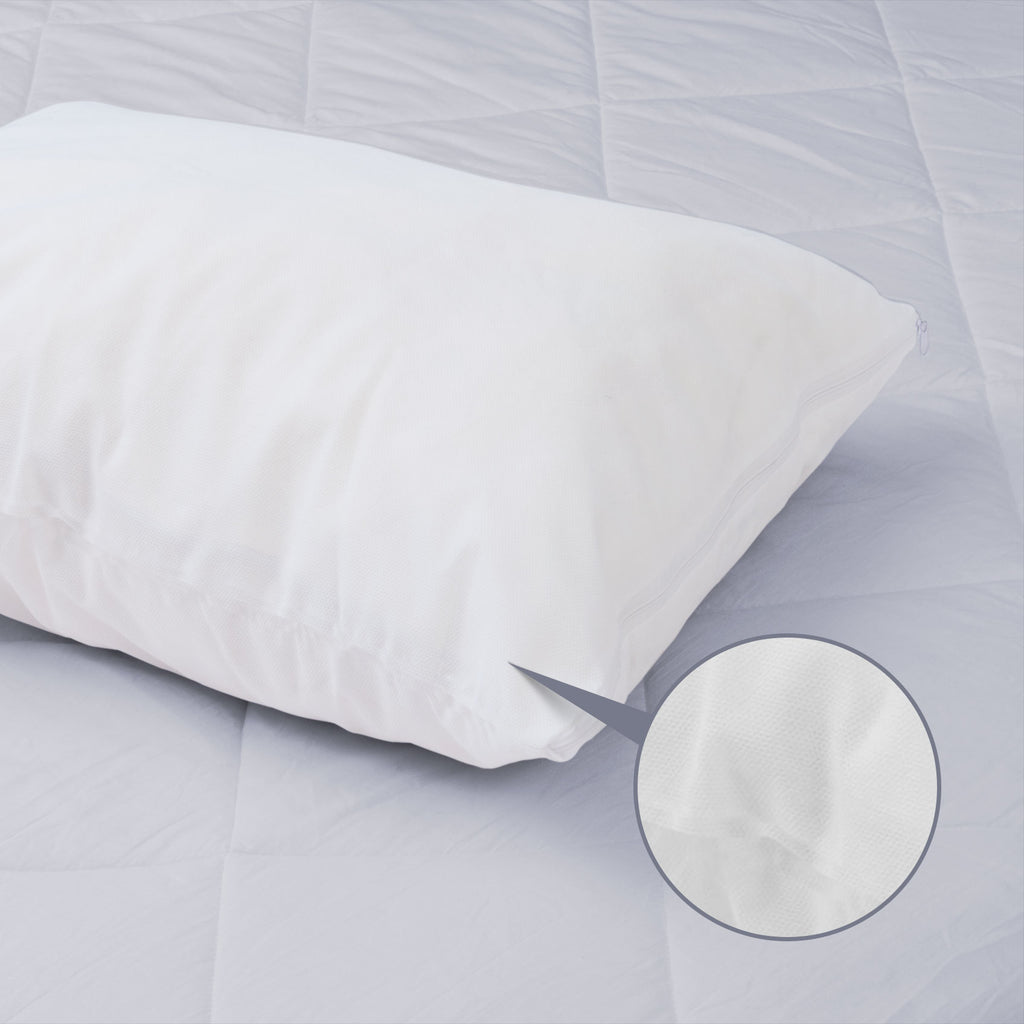 Bed Bug Safe, Waterproof Pillow Protectors - 100% cotton, zippered, locked, lab tested